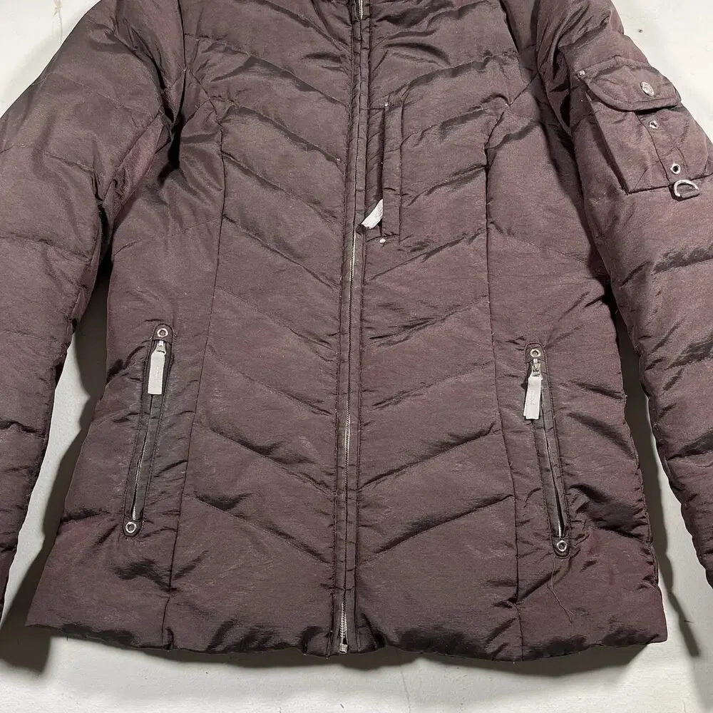 Eddie Bauer Maroon Goose Down Puffer Jacket 550 Fill Power Small